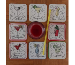 Stickdatei ITH - Untersetzer Cocktailparty